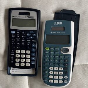 Texas Instruments Dual Calculator Set in Black and Blue